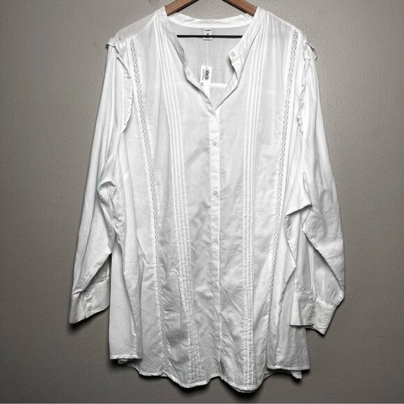 Old Navy Tops - NEW Old Navy Women Top 4X Plus White Cottagecore Boho Peasant Prairie Minimalist